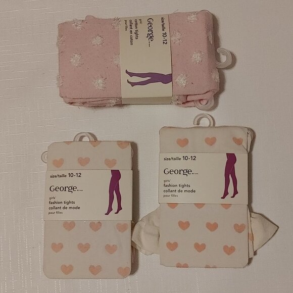 Lot of Girls Tights Hearts Cold Weather 10-12 - Picture 1 of 4